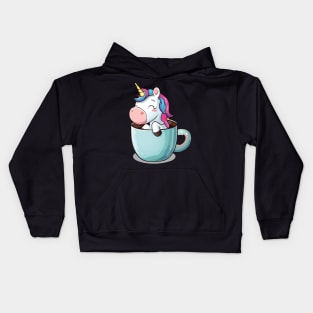 Unicorn in Coffee Cup Stay Woke Kawaii Kids Hoodie